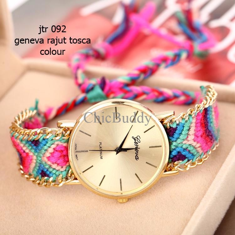 Jam Tangan  Wanita GENEVA RAJUT DIAMOND/Jam Gelang GENEVA Kepang