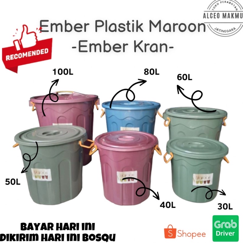 EMBER PLASTIK MAROON EMBER KRAN  30-40-50-60-80-100 LITER