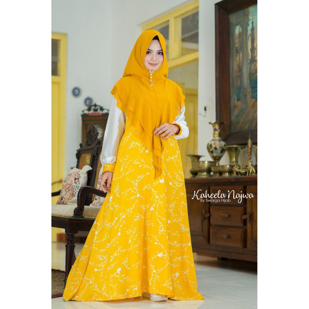 gamis kaheela najwa sunshine yellow (gamis only)