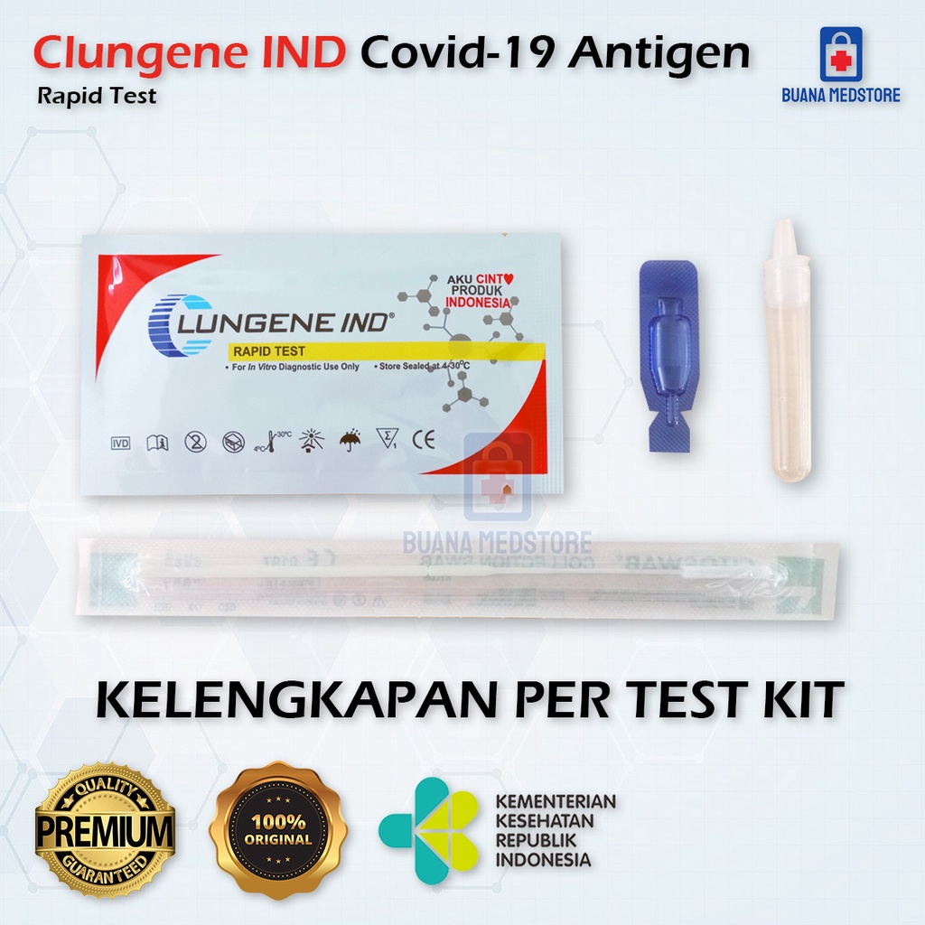 Alat Swab Test Antigen Clungene Lungene IND Ecer Original 1 Test Kit