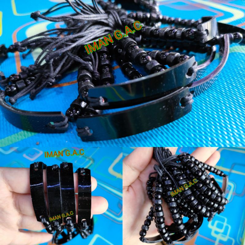 grosir 12pcs gelang plat akrilik manik hitam/gelang untuk ukir nama