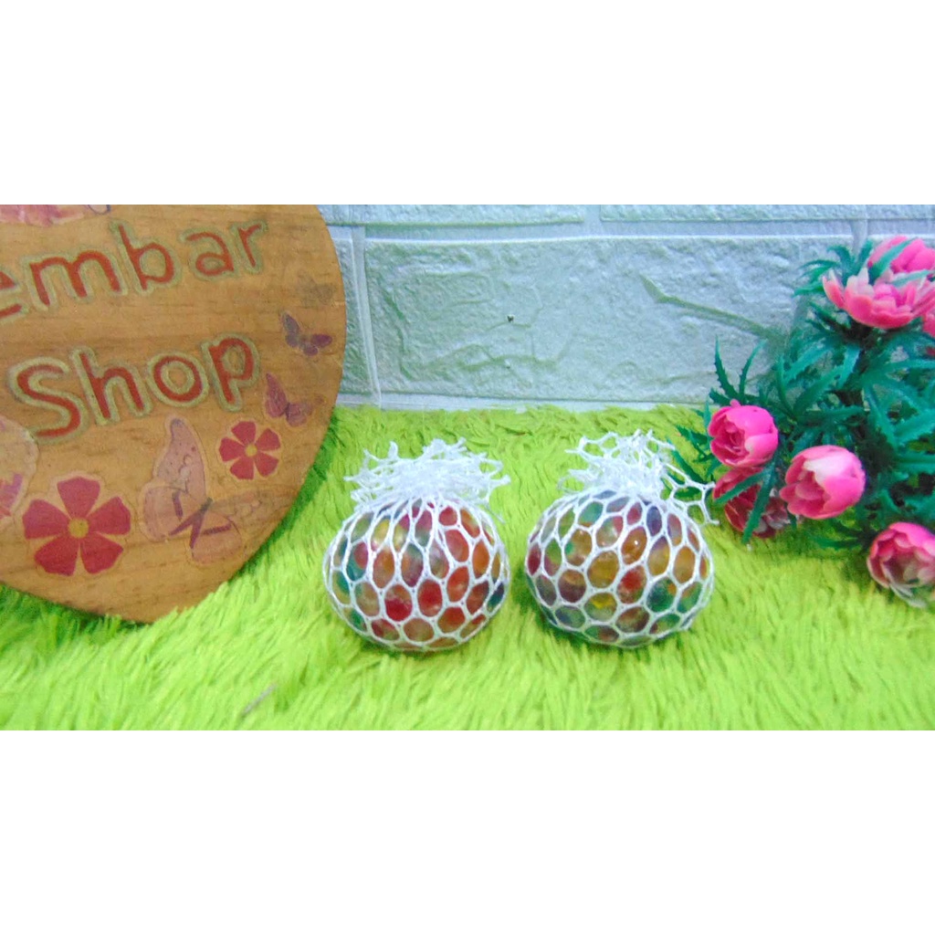 MESH-BALL SQUISHY ECER 1PCS Mesh Squish BAll Stress Ball Squishy Bola Jaring UNIK LUCU RANDOM