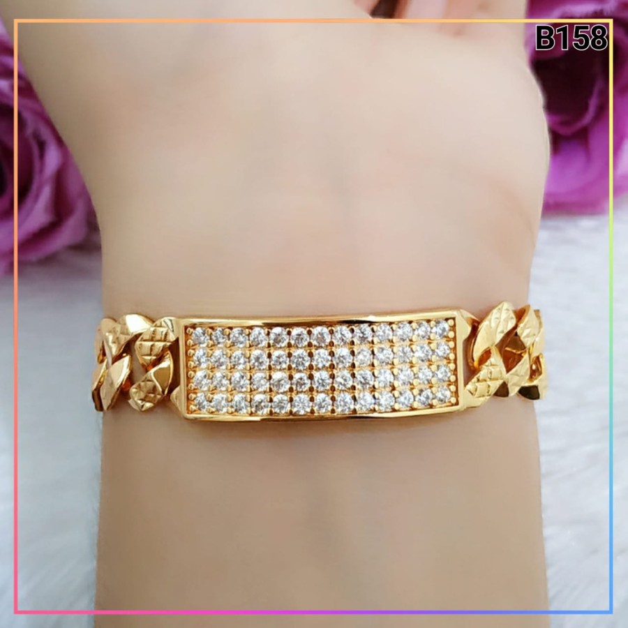 Gelang xuping gelang dewasa permata full rantai sisik naga perhiasan wanita lapis emas gold B158