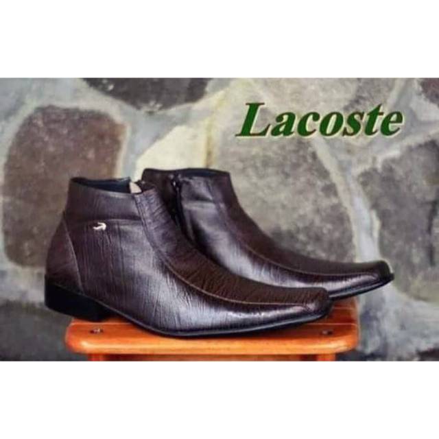 Sepatu Pantofel Pria Lacoste Kerja Formal Resleting Kulit Asli