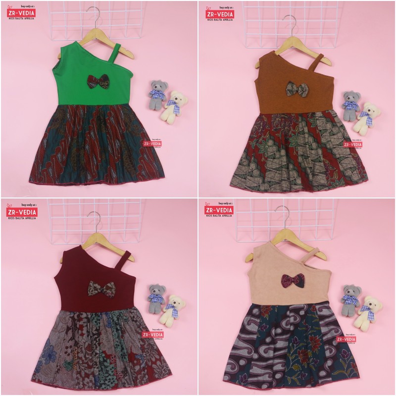 Dress Kimmy uk 1-3 Tahun / Dres Anak Perempuan Baju Cewek Adem Lengan Pendek Model Gaun Motif Import