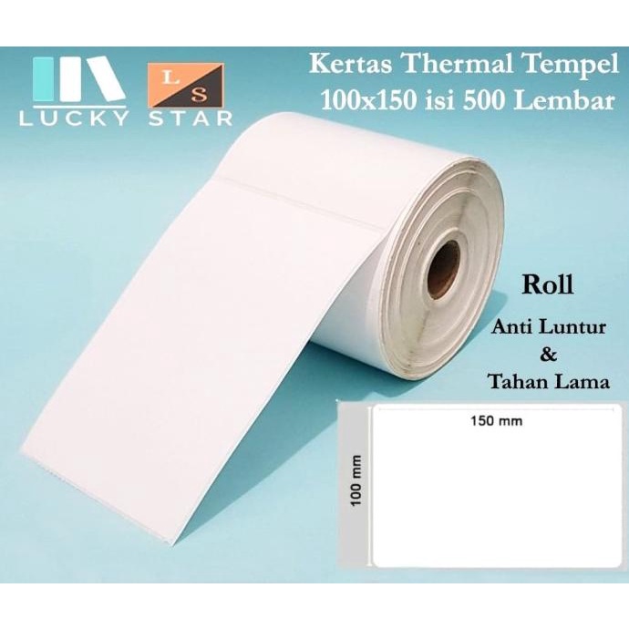 

Kertas Resi Label Thermal Barcode Roll A6 100x150mm isi 500 Pcs