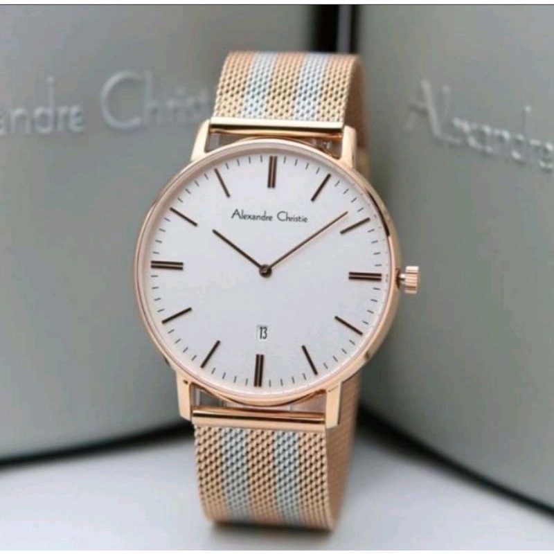 JAM TANGAN PRIA ANALOG AC 8582 | AC8582 SILVER ROSEGOLD ORI