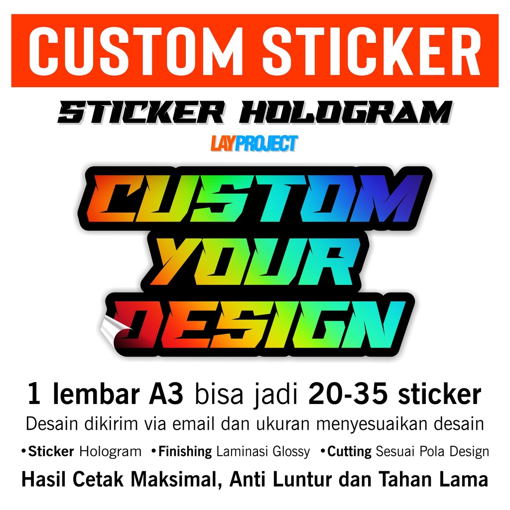 

:BLONYOHTEAM: Custom Sticker Vinyl Stiker Hologram A3 Logo Toko Bengkel Komunitas Thailook LAY PROJECT