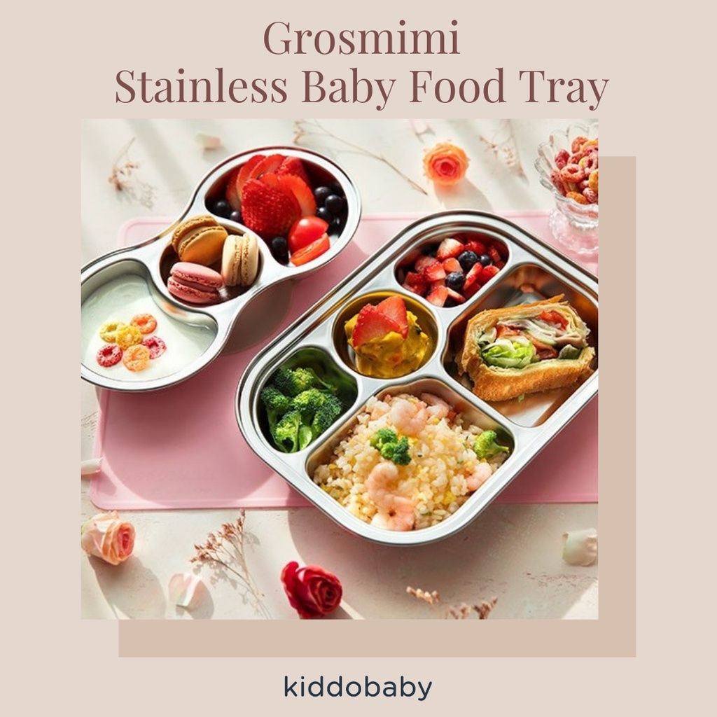 Grosmimi Stainless Baby Food Tray | Wadah Makanan | Kotak Makan