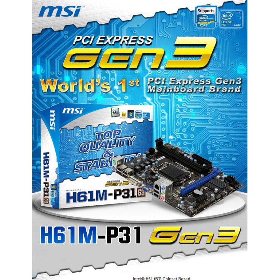 Jual Motherboard MSI H61M-P31/W8 SOCKET 1155 gaming | Shopee Indonesia