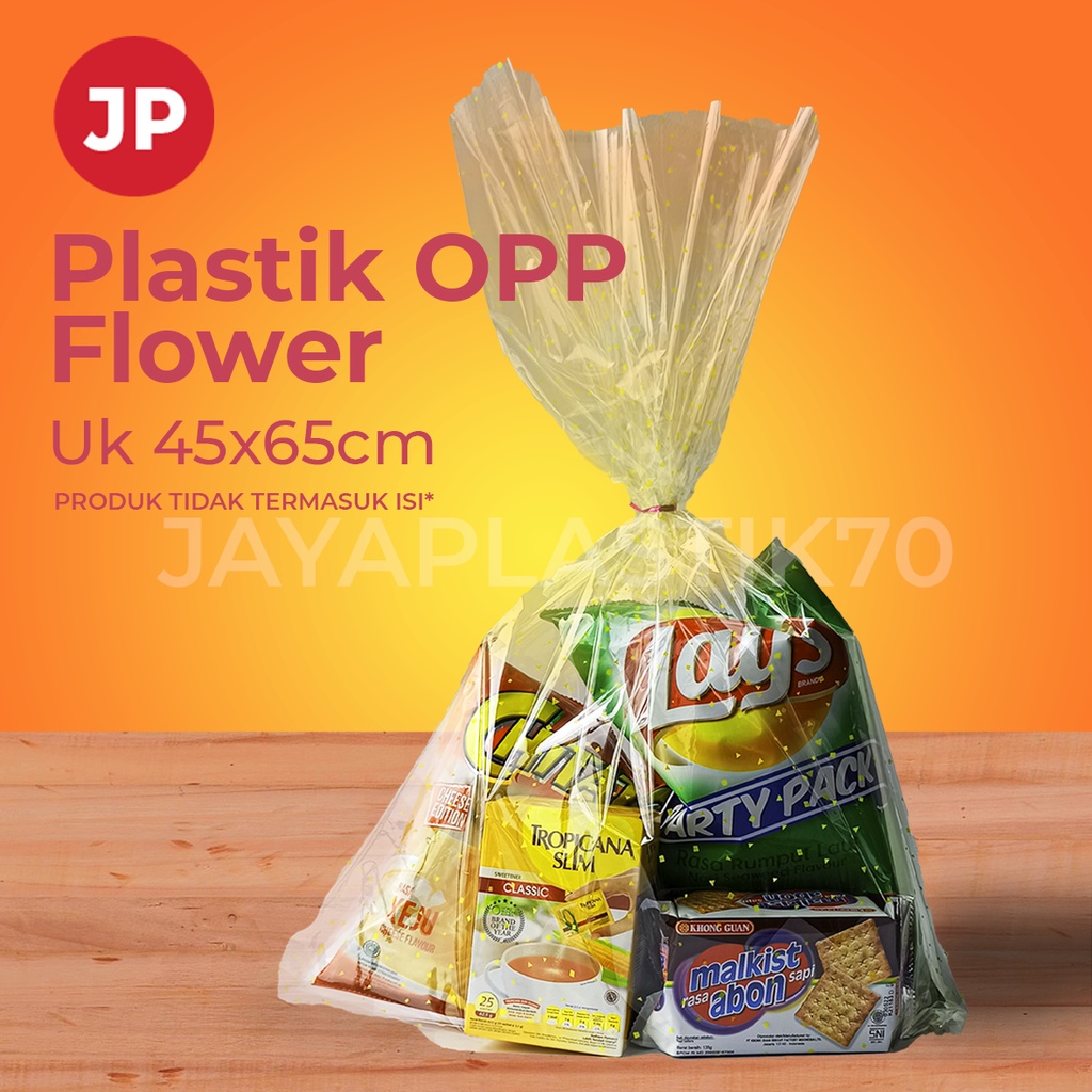 Plastik ultah / plastik souvenir Opp pembungkus makanan Uk 45 x 65 + tanpa pita Kawat