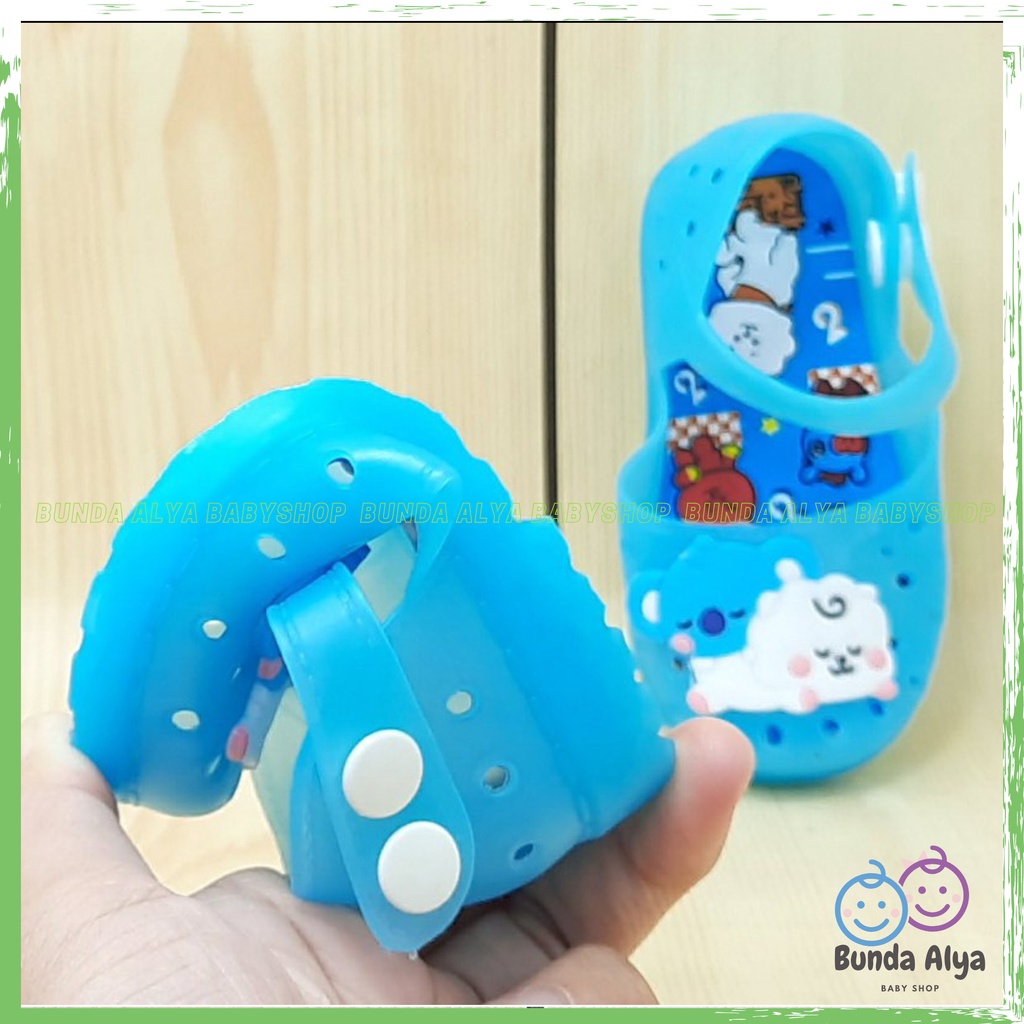 Sepatu Anak Perempuan Jelly LED Usia 6 Sampai 18 Bulan - Sepatu Sendal Anak Cewek Jelly Lampu Motif BIRU Sepatu Jelly Lentur Elastis Anti Licin Model Tali