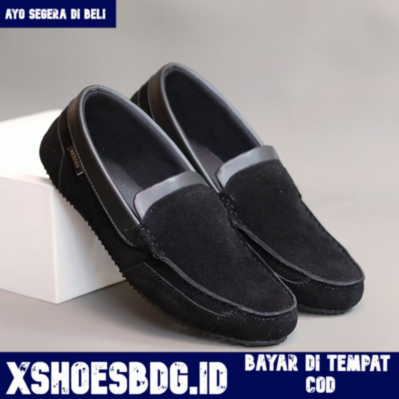 Sepatu Casual Slip On Pria Slop Kasual Santai Kerja Kuliah Suede Syintetik