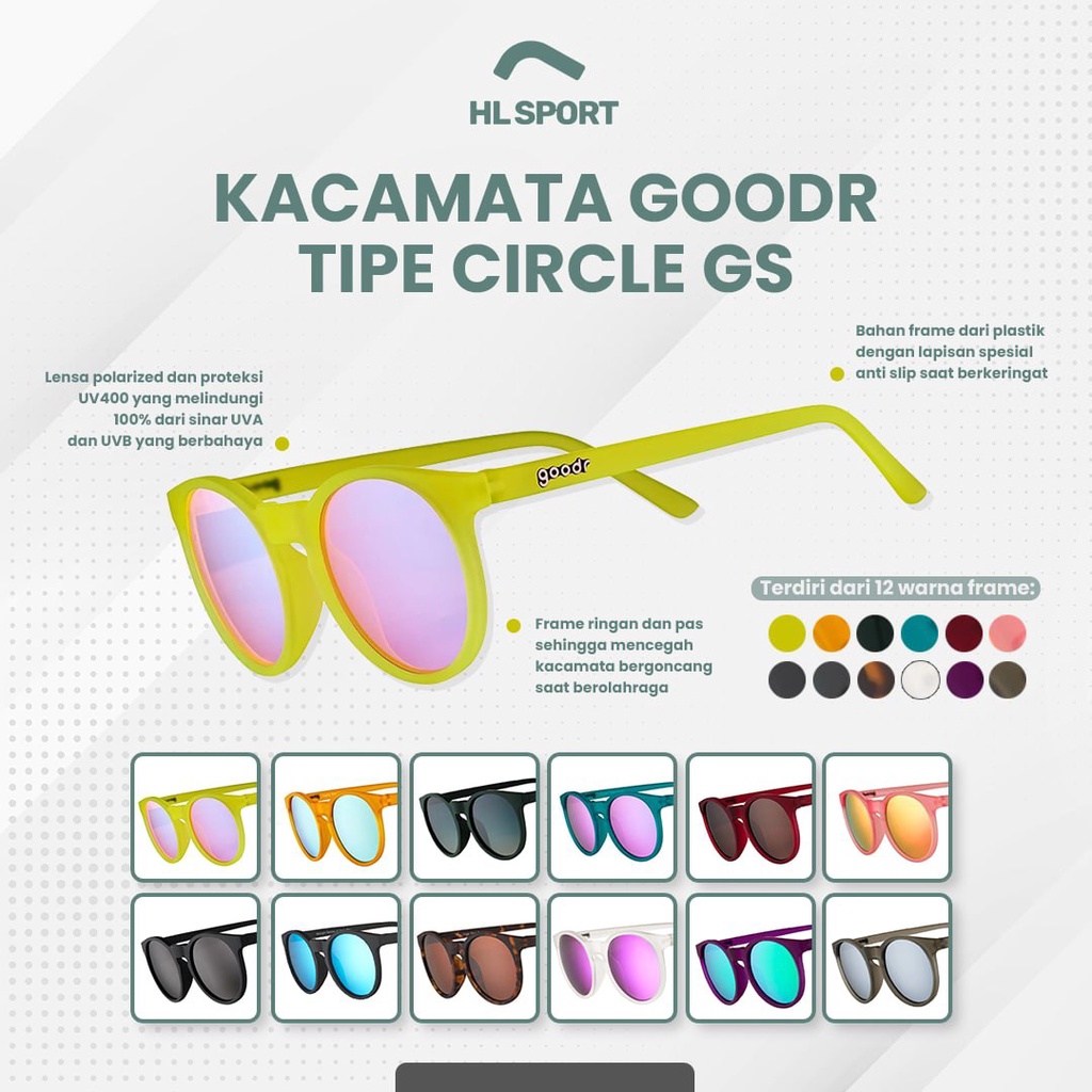 Kacamata Lari GOODR  Circle Gs running Sunglasses Besar Polarized Gaya Gaul Trend Sepeda Hipster