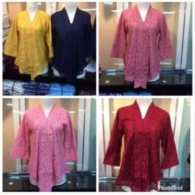 Atasan kebaya floy brokat / kebaya brokat / kebaya wanita /kebaya hitam /cream/maroon /Dusty Pink
