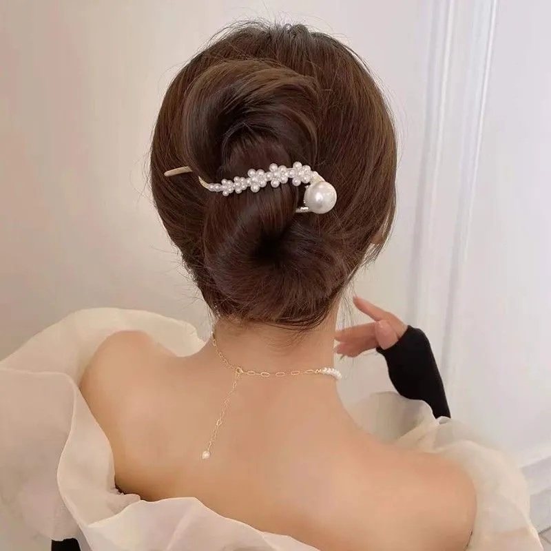 Jepit Rambut Ponytail Hias Mutiara Imitasi Gaya Vintage Korea Untuk Wanita