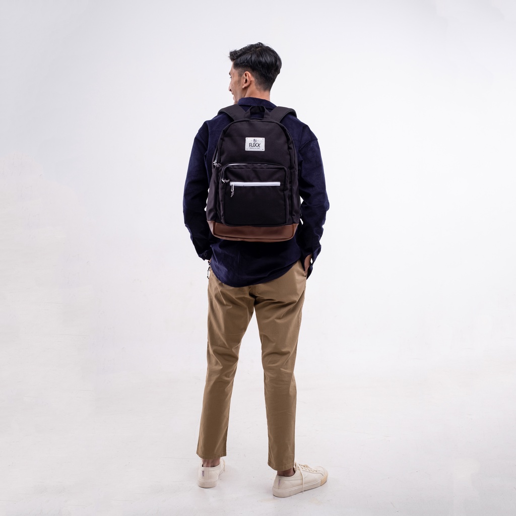 FLOCK Daily Travel Backpack - Water Resistant - Pure Black