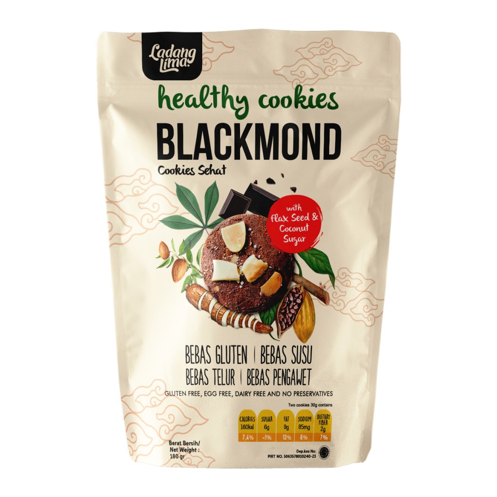 Ladang Lima Blackmond Cookies 180 gram / Healthy Gluten Free Snack 180g / Cemilan Almond ASI Booster