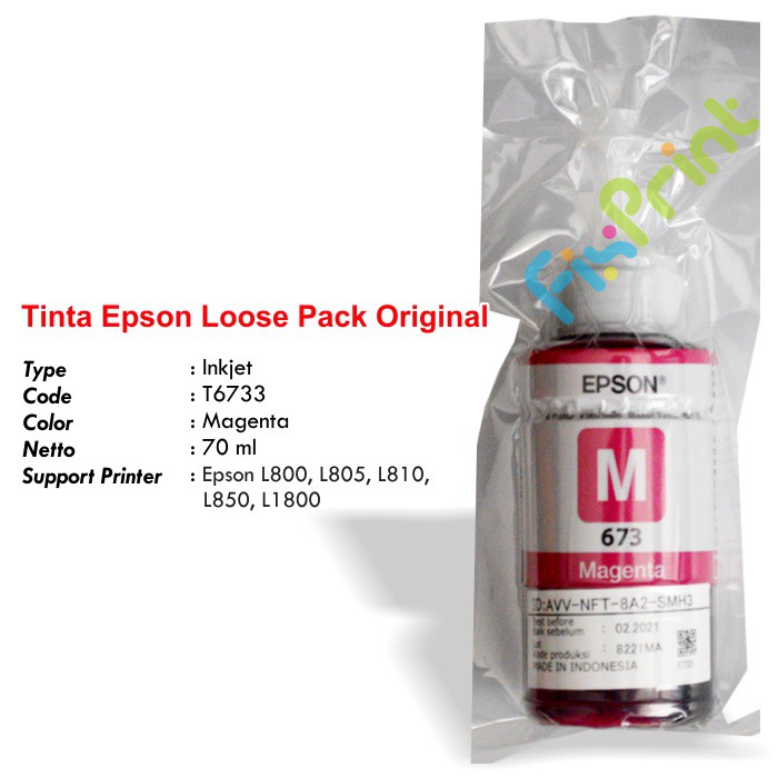 Tinta Original Epson 673 T6731 T6732 T6733 T6734 T6735 T6736 Refill Printer L800 L805 L850 L1800 Ori