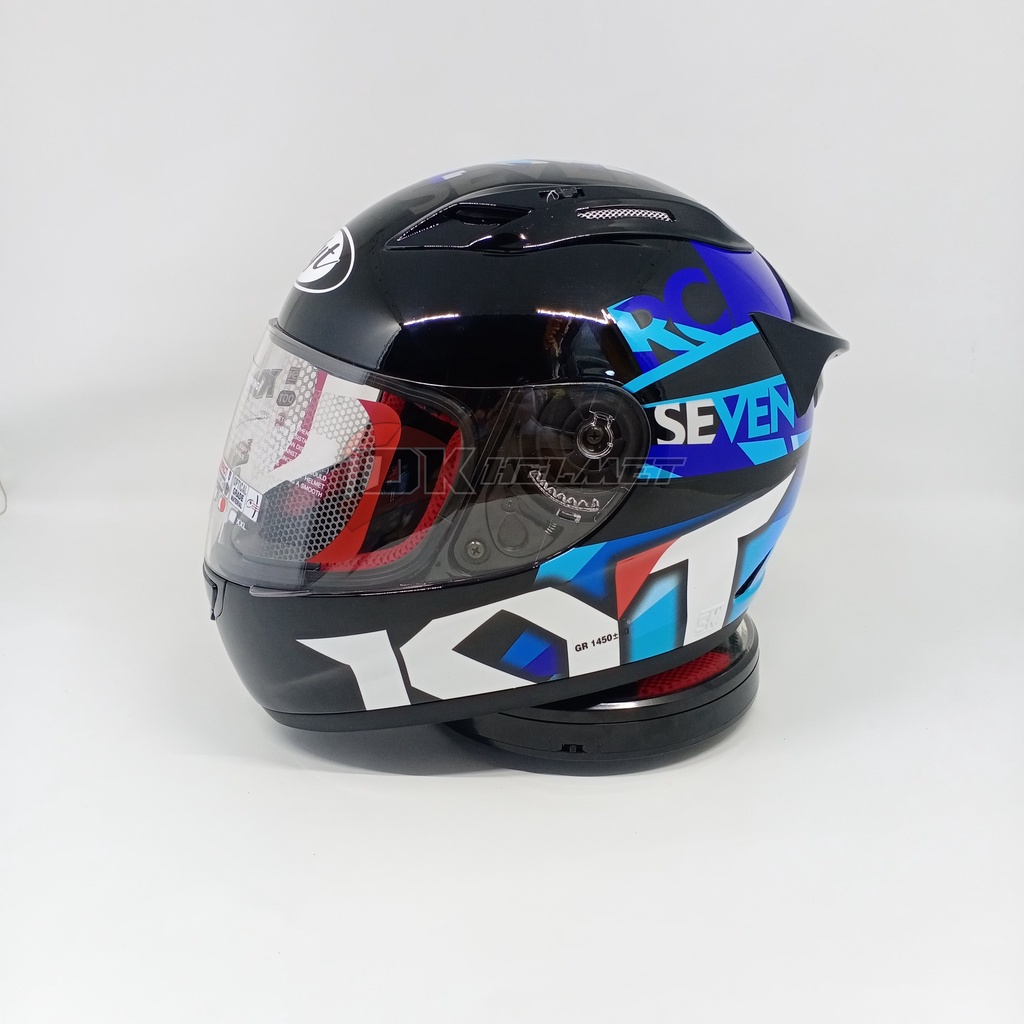 Helm Full Face KYT RC7 RC Seven Seri Motif 19 Black Blue Original Terbaru Warna Hitam Biru