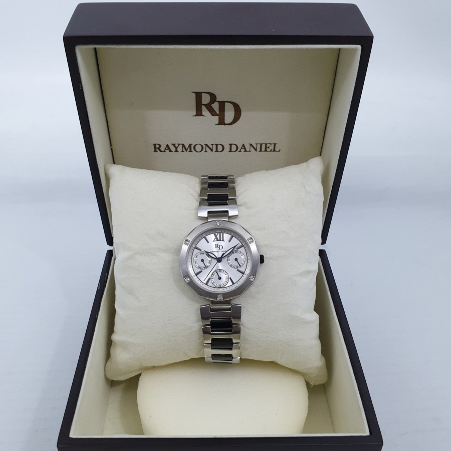 Raymond Daniel RD208 Silver Black, Jam Tangan Wanita, Original