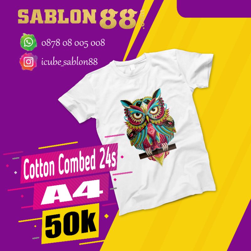 SABLON PRINT DTG SATUAN KAOS PUTIH A4