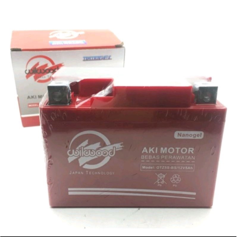 Aki Kering Gel Wilwood 12V-5Ah New Jupiter Z 115/CS1/MX/King/Vega ZR/CS1 #No GS/Yuasa