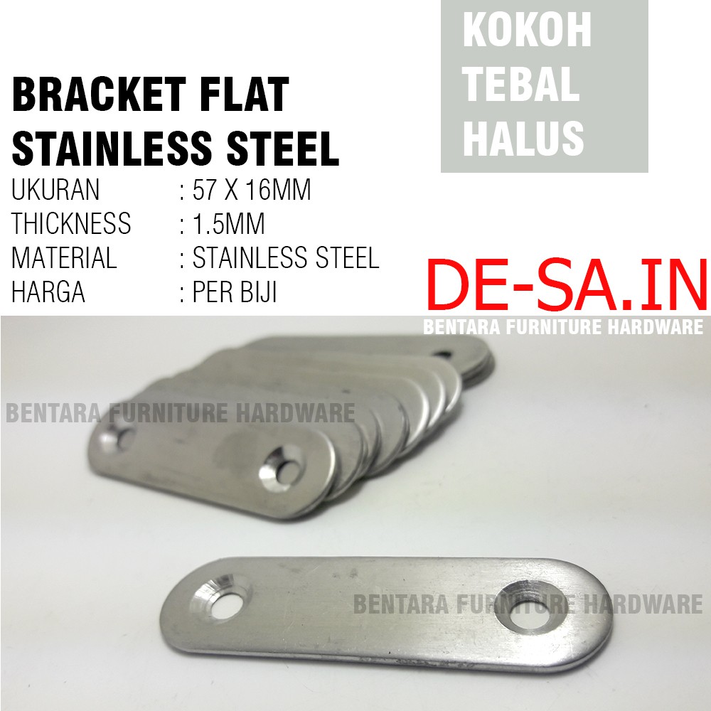 6 CM PLAT STAINLESS OVAL 57x16 MM - Rata Lurus Bracket Flat Reparasi Joint Fixing Repair  STEEL