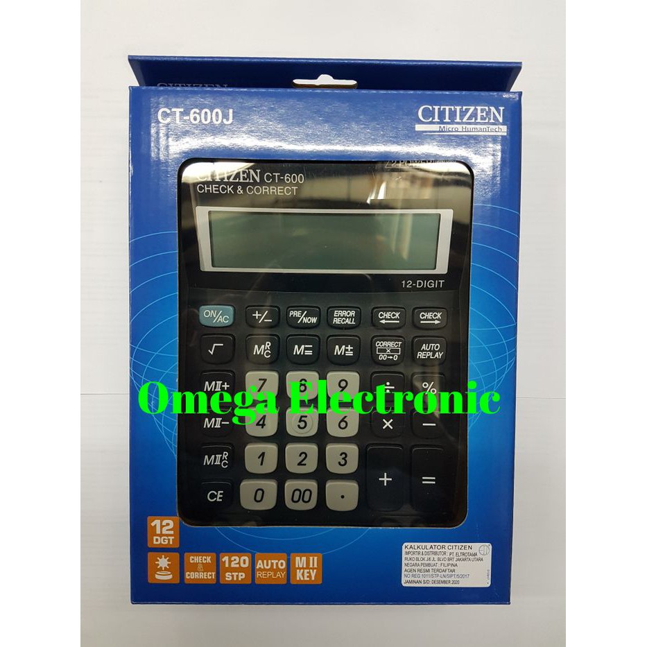Promo ORIGINAL CITIZEN CT-600J - Kalkulator Meja Office Check Correct CT 600 Keren