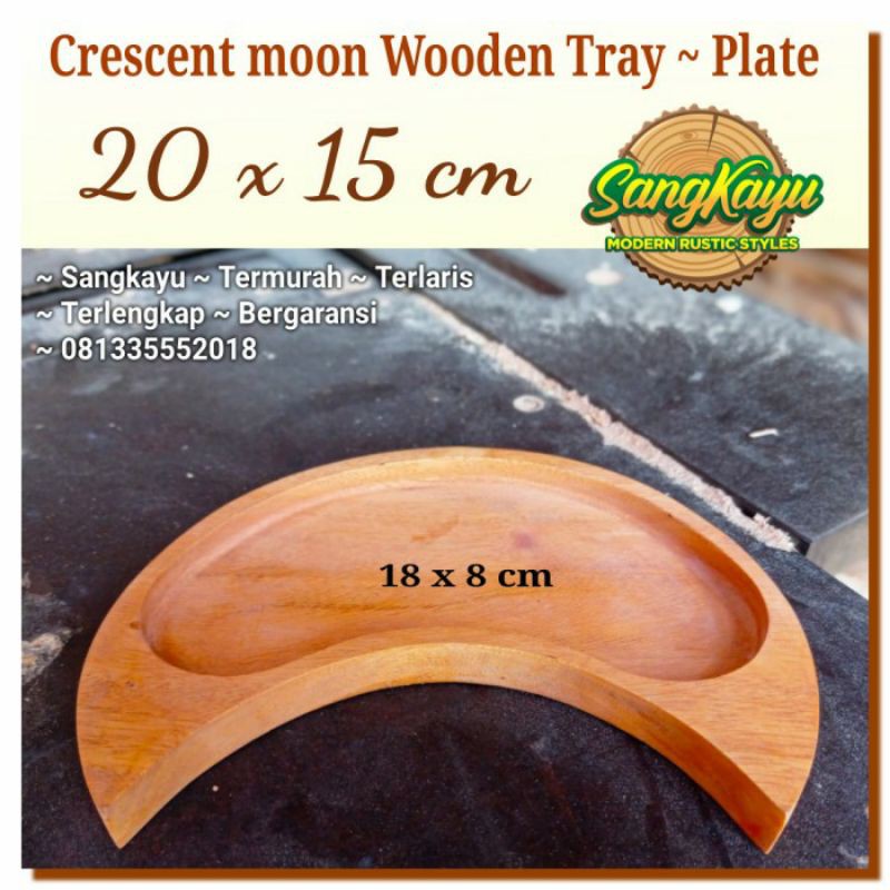 Piring saji kayu wooden tray 20x15cm piring kayu nampan Wooden plate