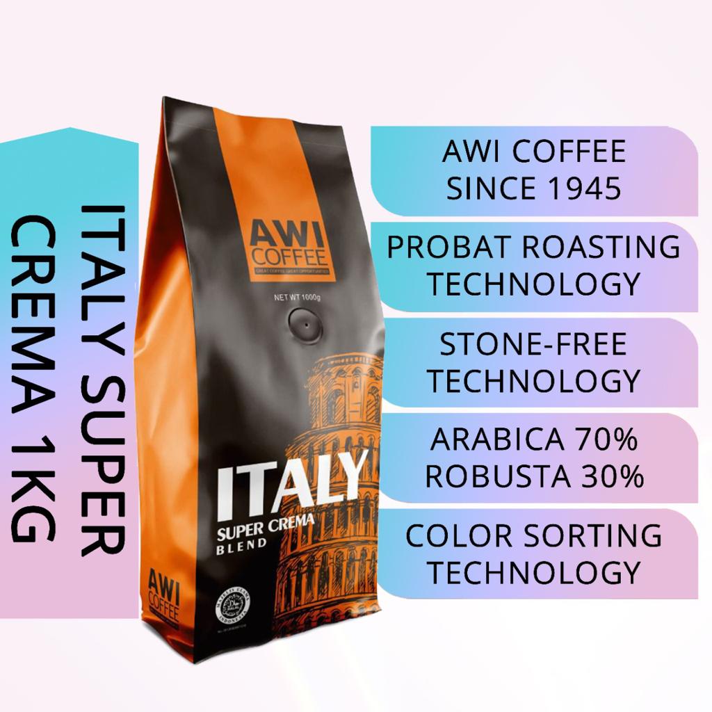

AWI COFFEE KOPI ITALY SUPER CREMA 1 Kg | VARIASI: BIJI/ BUBUK