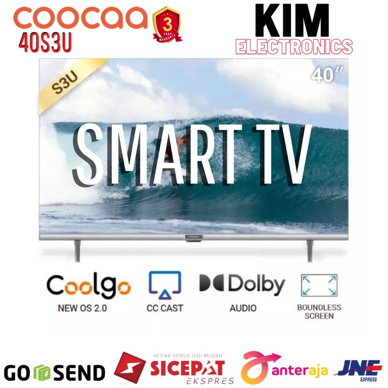 COOCAA 40S3U LED TV 40 inch SMART TV DIGITAL Bezel Less Dolby Digital - NEW!!!