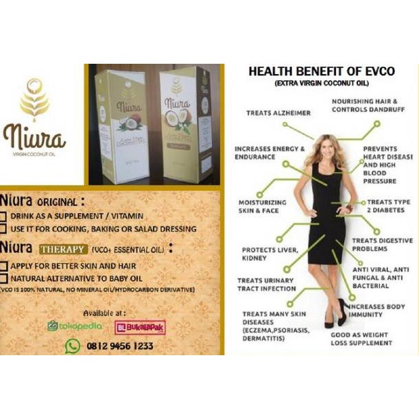 

[Original] Niura Extra Virgin Coconut Oil (EVCO) dalam bentuk capsule/kapsul (85pcs) Halal