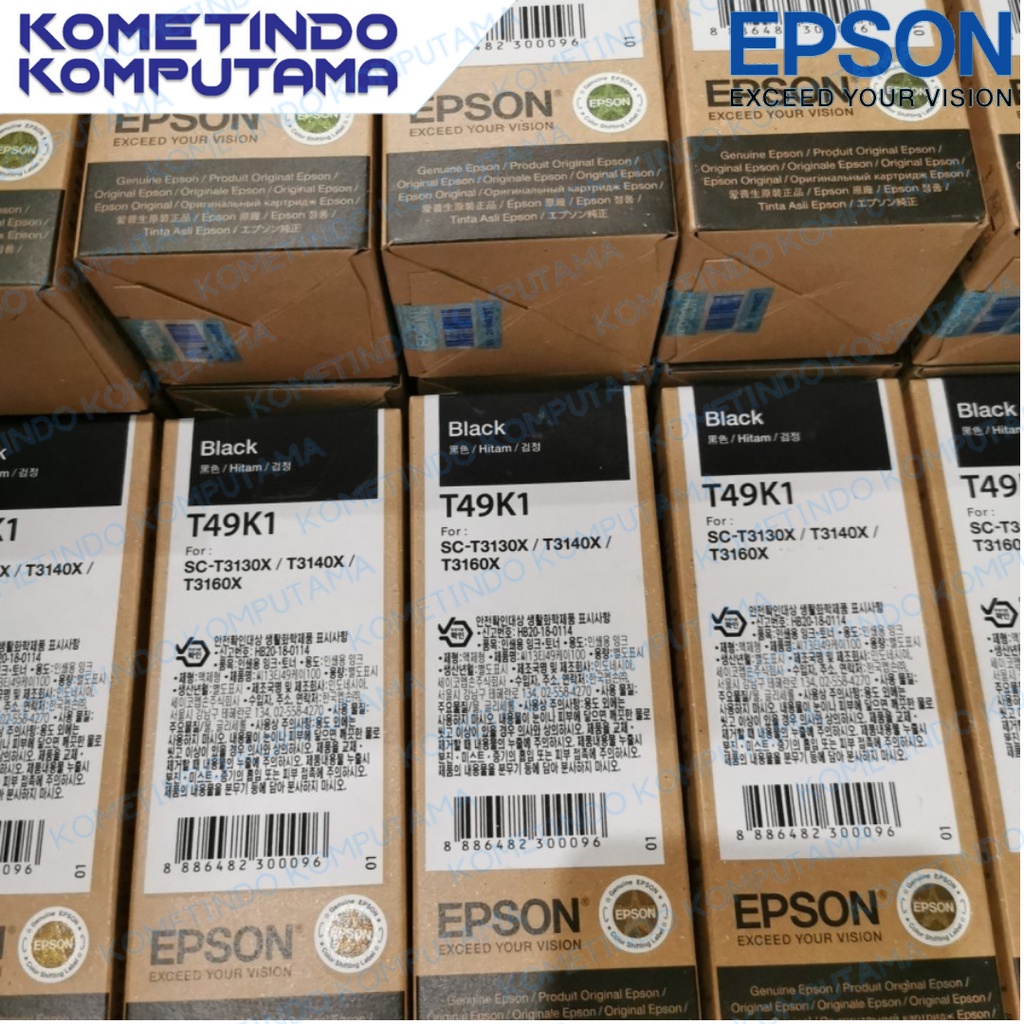 HITAM C13T49K100 140ML TINTA BOTOL EPSON SC-T3130X T3140X T3160X BLACK ORIGINAL T49K T49K1