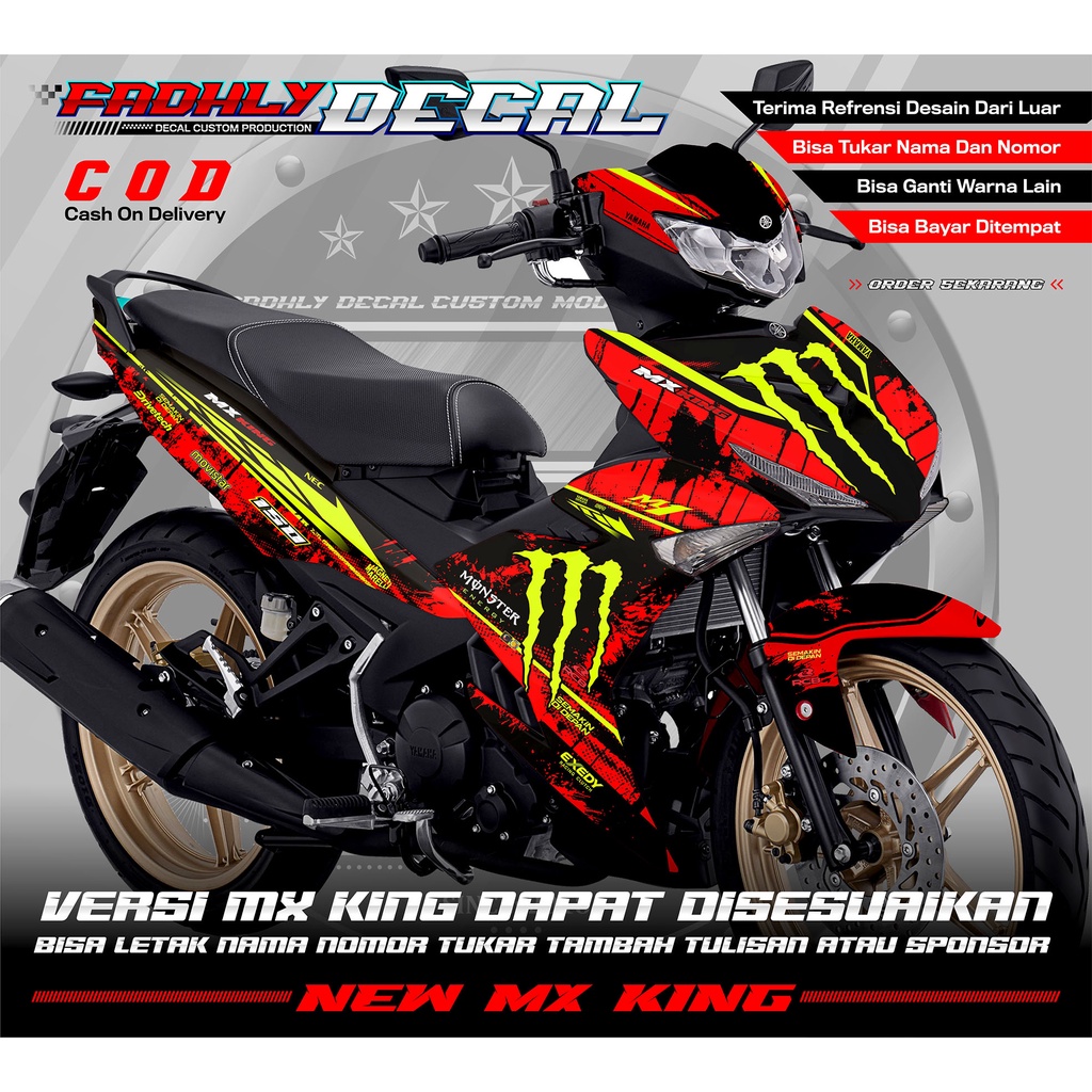 decal mx king 150 full body Sticker fullbody decal mx king monster merah hitam kuning stabilo