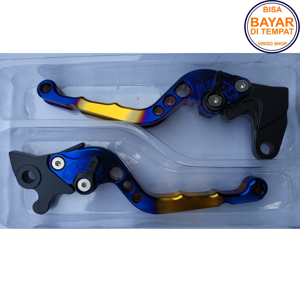 Handle REM CNC 2 Tone MIO Karbu Variasi Motor Bahan FULL CNC - Blue Gold