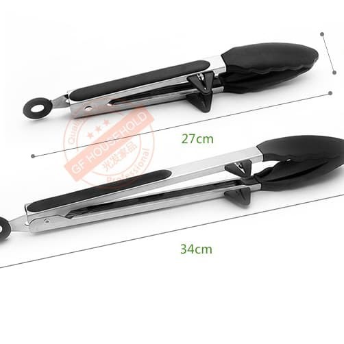 Silicone kitchen tongs set isi 2 dengan dudukan / capit makanan /kue