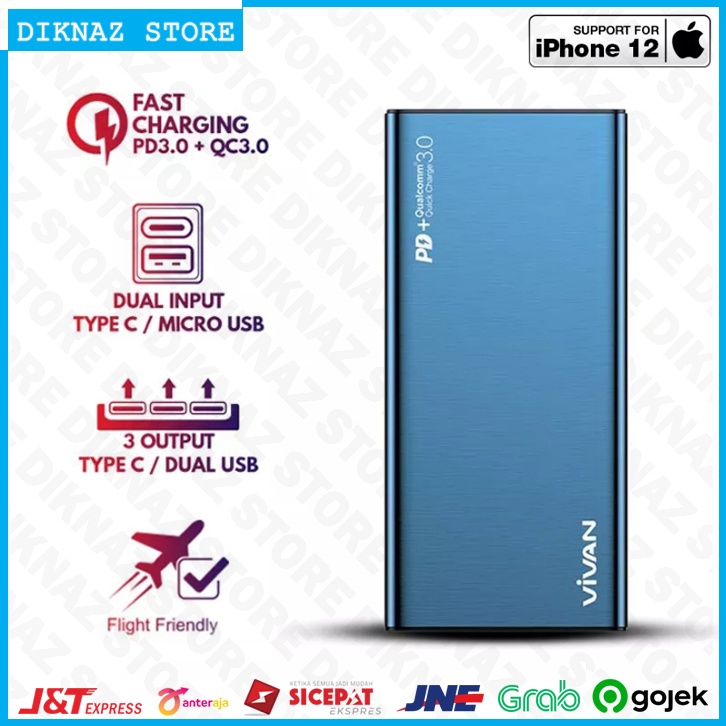 (Diknaz Store) Powerbank VPB-F10S 10.000 mAh Vivan Original