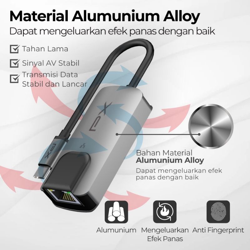 USB 3.1 TYPE C to Gigabit Lan Ethernet RJ45 1000Mbps PX UCH1J