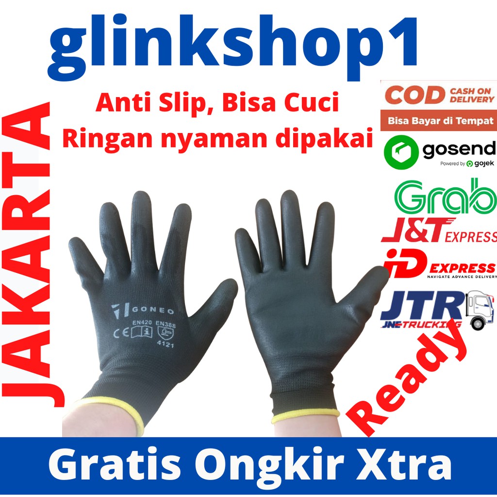 Sarung Tangan Kerja Mekanik/Proyek Safety EN420 EN388 Palm Fit Polyurethane (PU) Coating Industri