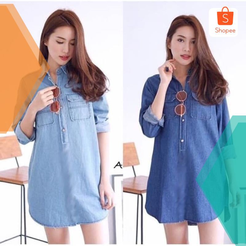 Grosir  jakarta - kemeja AMOR denim baju wanita - konveksi mura Keren