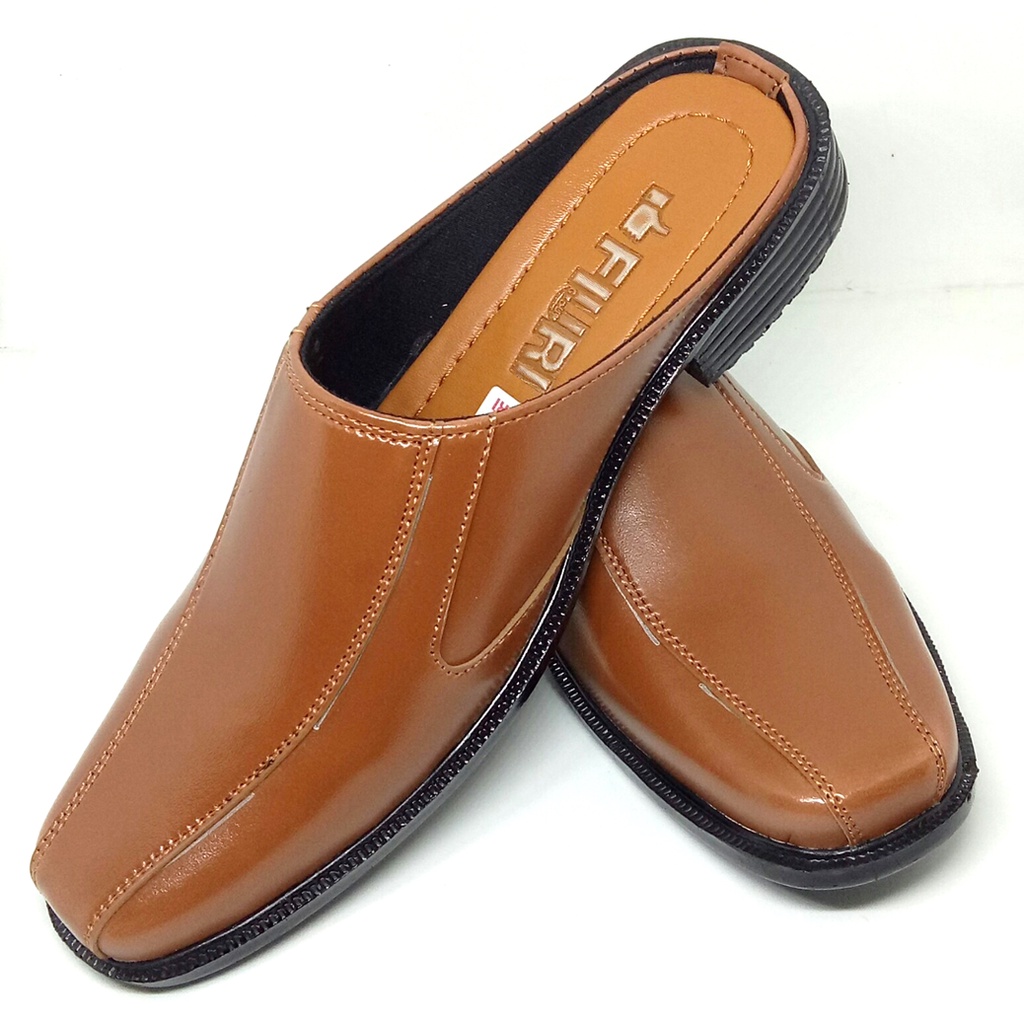 FIURI - BJ6 Hitam Coklat Putih Tangerine 39-43 - Sepatu Pantofel Selop Pria - Sepatu Formal Pria - Sepatu Pantopel Kerja Kantor Cowok Murah - Bustong Slip On Jepit Selop Nikah Promo Diskon - Slop Sendal Kulit Lebaran Hari Raya Idul Fitri - Fashion Pria