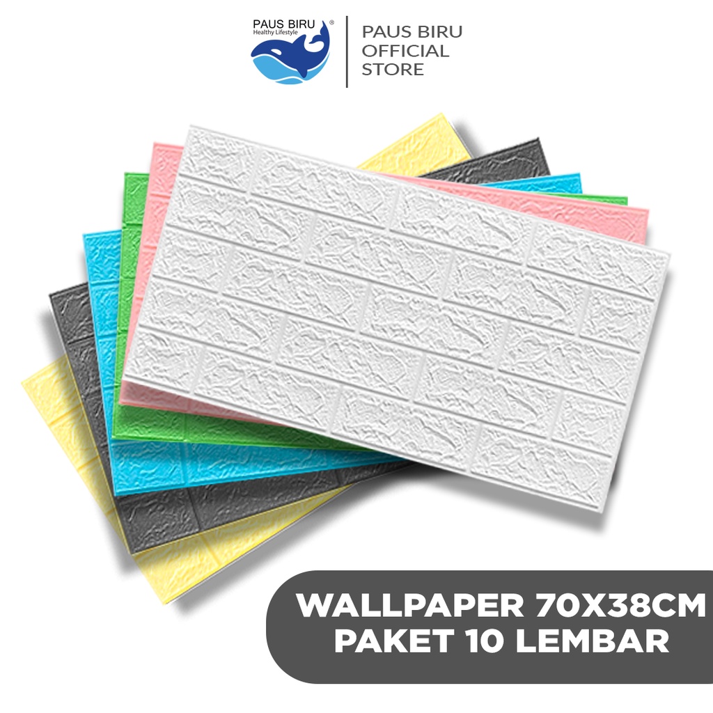 Paus Biru - Paket 10 PCS Wallpaper Dingding 3D Foam Motif Batu Bata 70 x 38 CM 3mm Dekorasi Dinding Kamar Murah