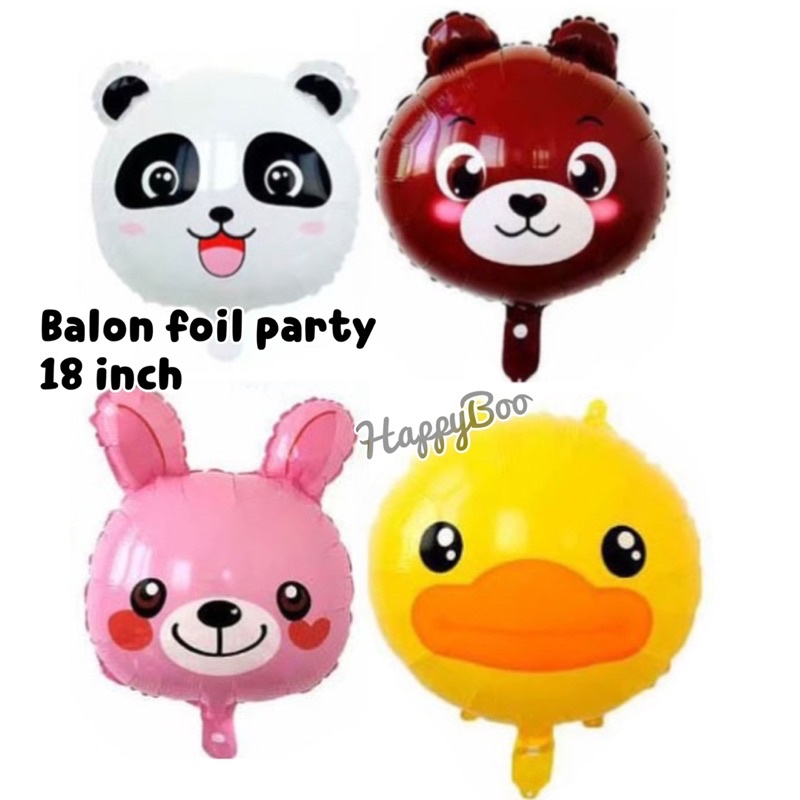 balon foil binatang animal bentuk kepala hewan panda kelinci beruang bebek duck bear rabbit 18 inch besar