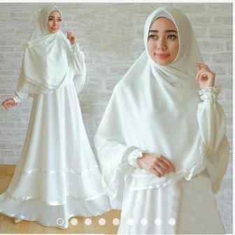 gamis syar'i gracella full ceruty warna biru muda ungu motif polos ukuran jumbo /xl murah