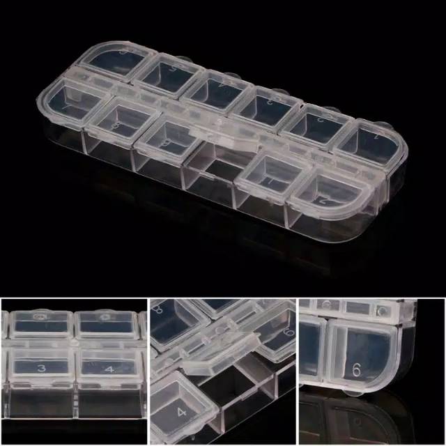 STORAGE CONTAINER BOX RHINESTONE NAIL ART / KONTAINER PANJANG UNTUK HIASAN NAIL ART GEMS