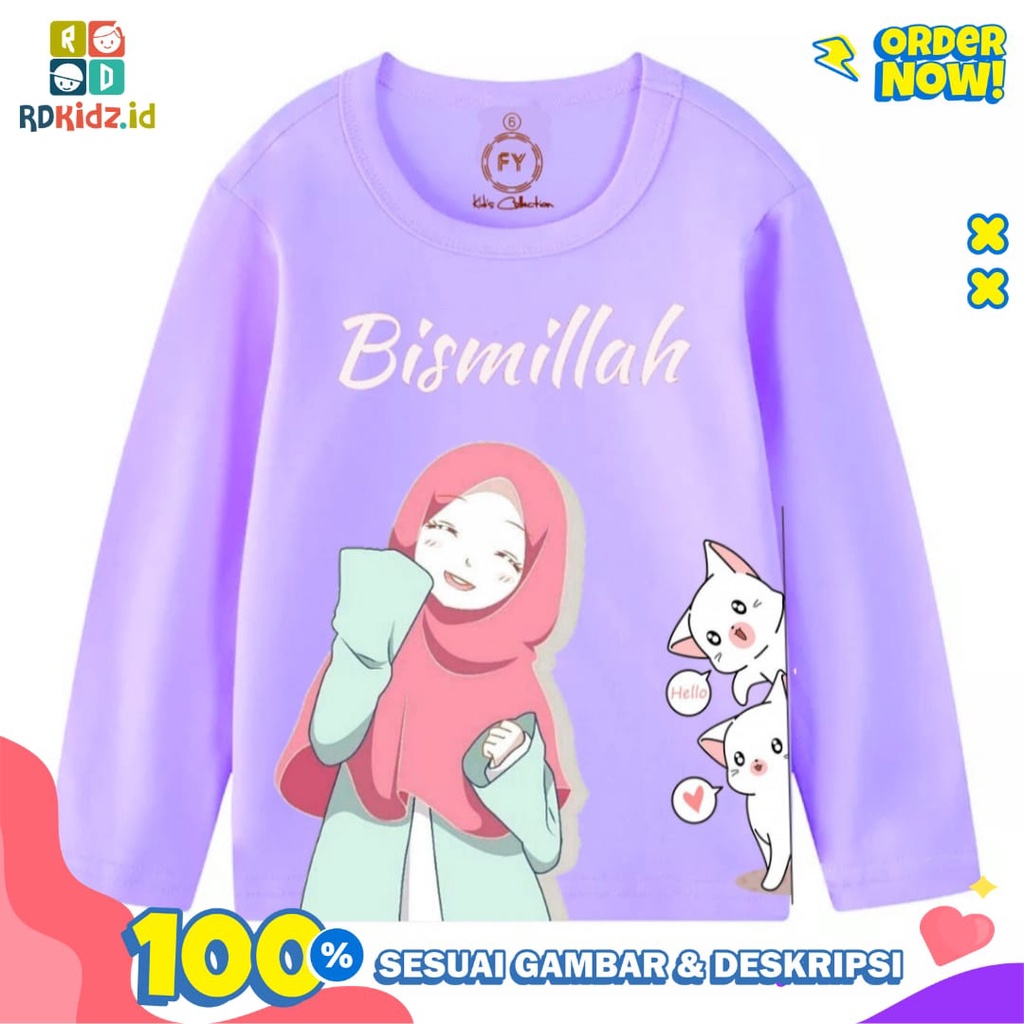 Rdkidzid Atasan LP Anak Perempuan Motif Muslim Ungu