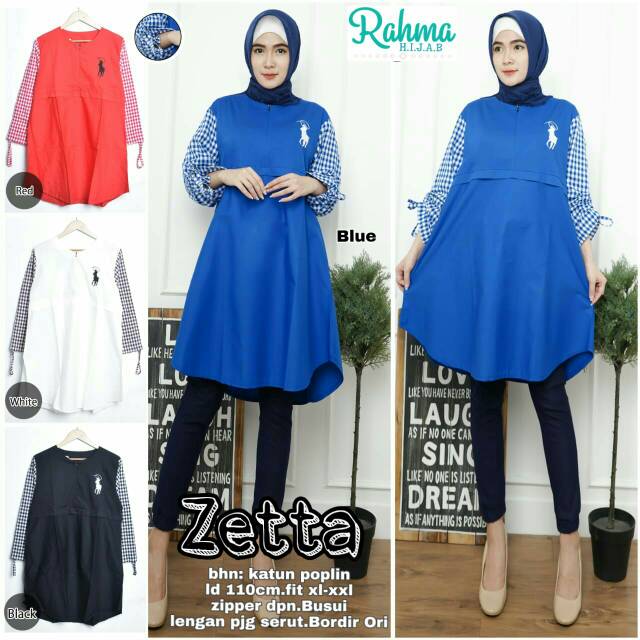 Zetta tunik atasan katun import bordir ori