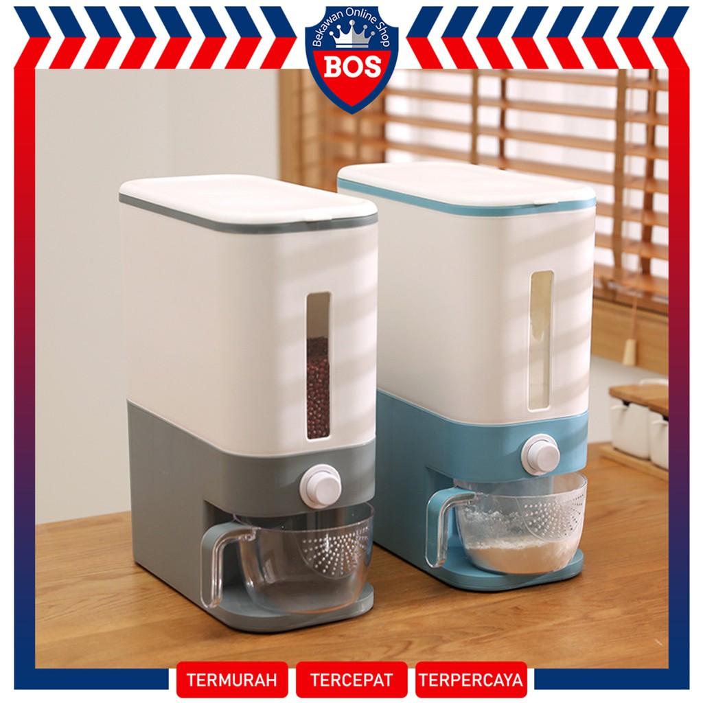 BOS Dispenser Beras 12L Rice Box Tempat Penyimpanan Beras
