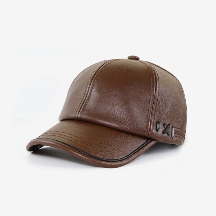 Topi Pria Topi Baseball Cap Topi Kulit Pria Jamont TK08 - Cokelat Muda(P3Q9) Topi Distro Topi Pria D